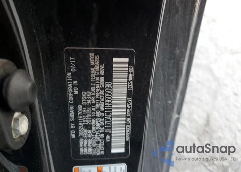 2017 Subaru Brz 2.0 Limited из США, поврежденный, VIN JF1ZCAC11H9605098